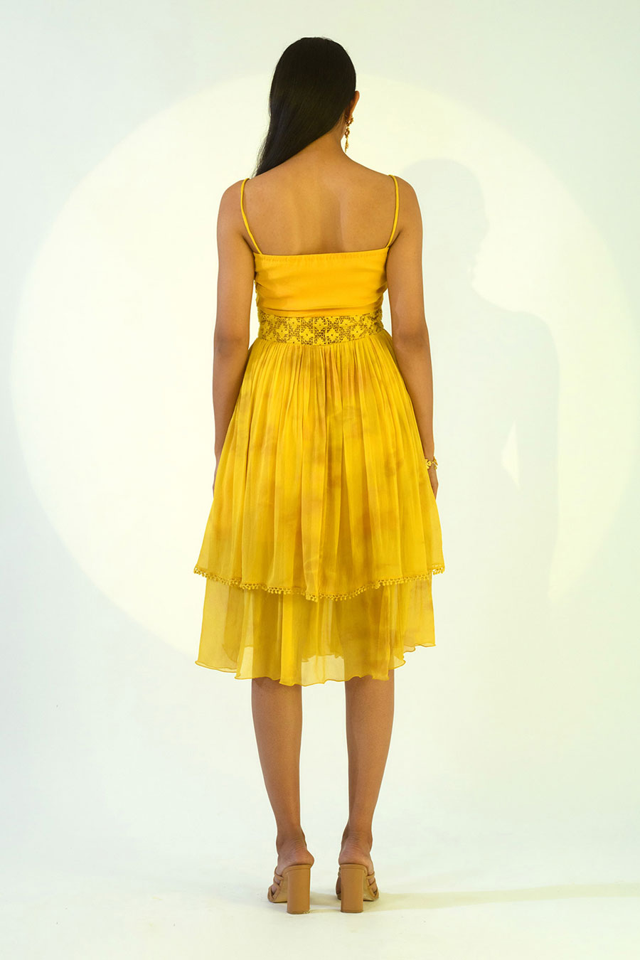 ZOE - Yellow Tie-Dye Lace Strappy Dress