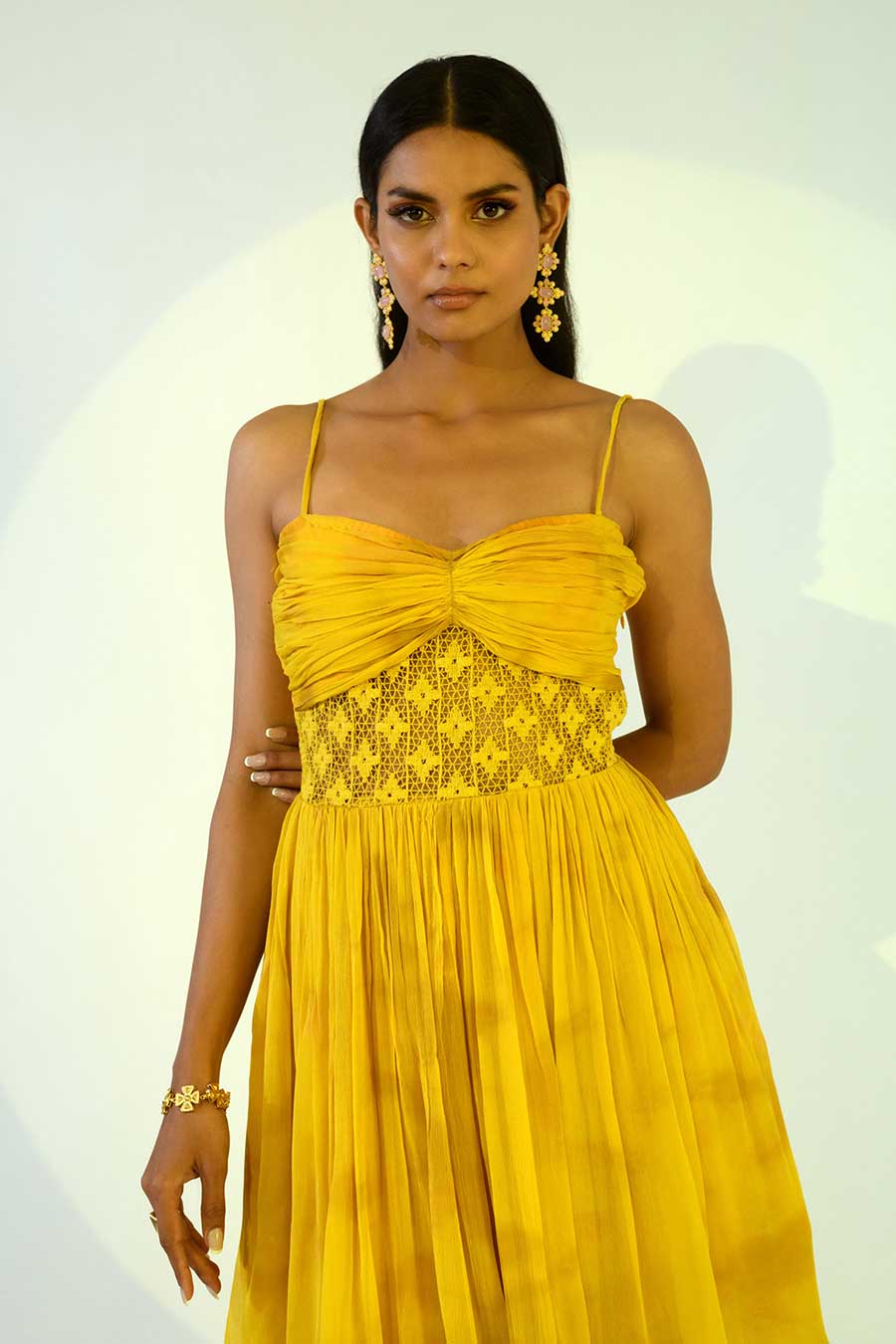 ZOE - Yellow Tie-Dye Lace Strappy Dress