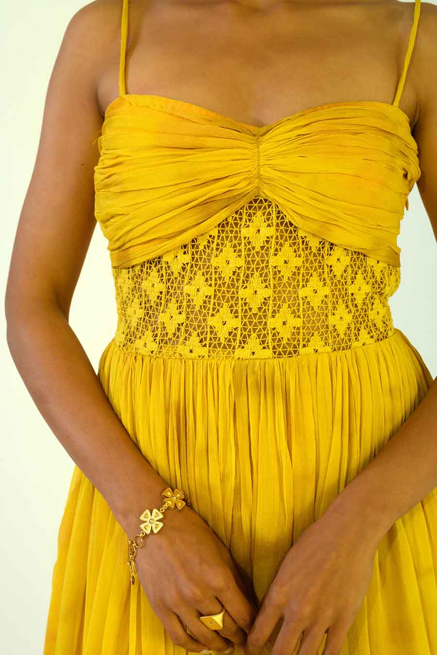 ZOE - Yellow Tie-Dye Lace Strappy Dress