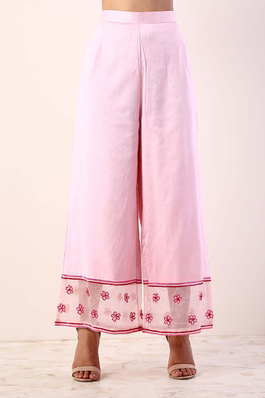 Pink Embroidered Kurta Set (3 Pc)