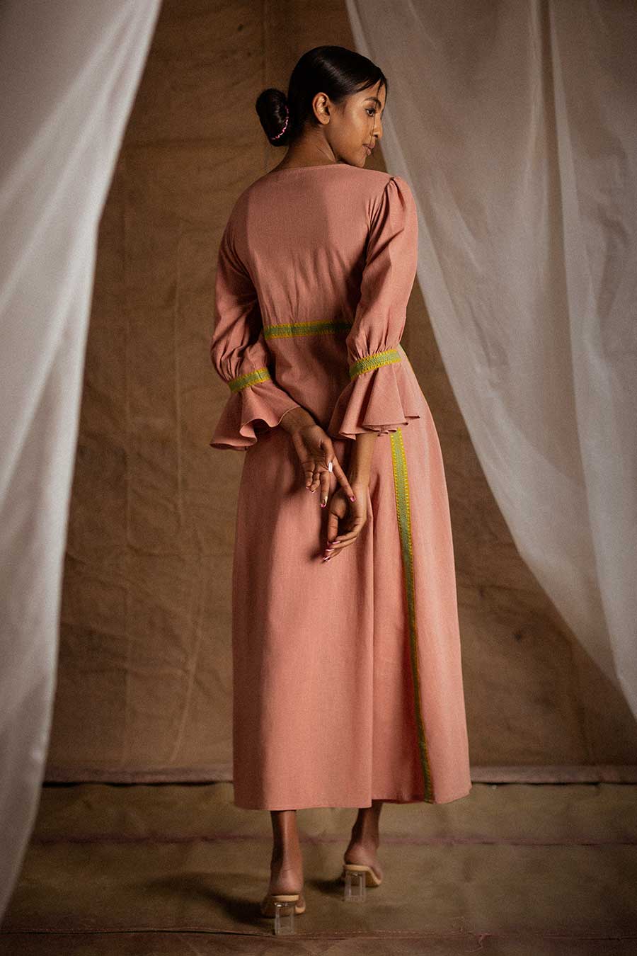 Peach Embroidered Kurta & Pant Set
