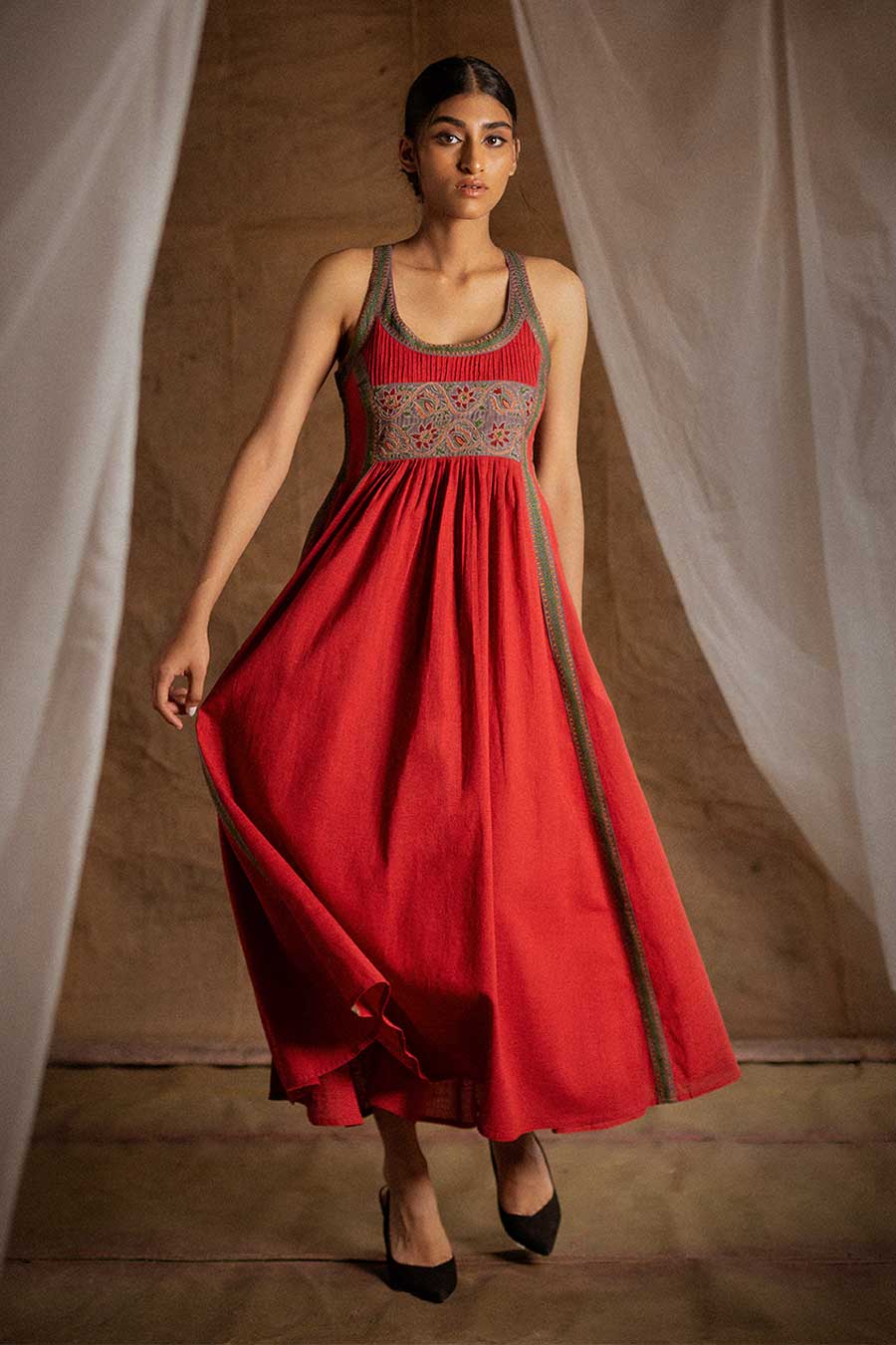 Red Embroidered Dress