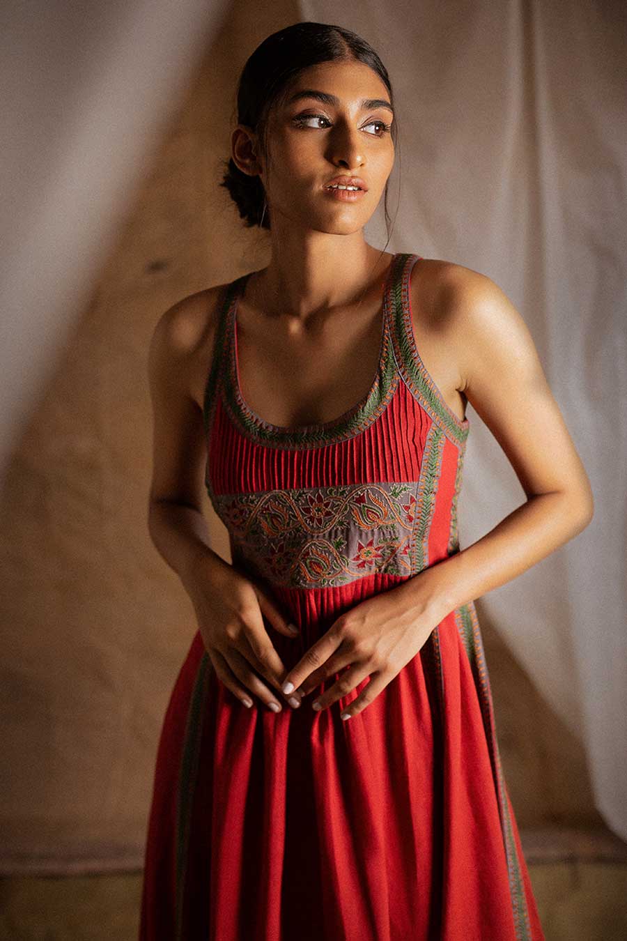 Red Embroidered Dress
