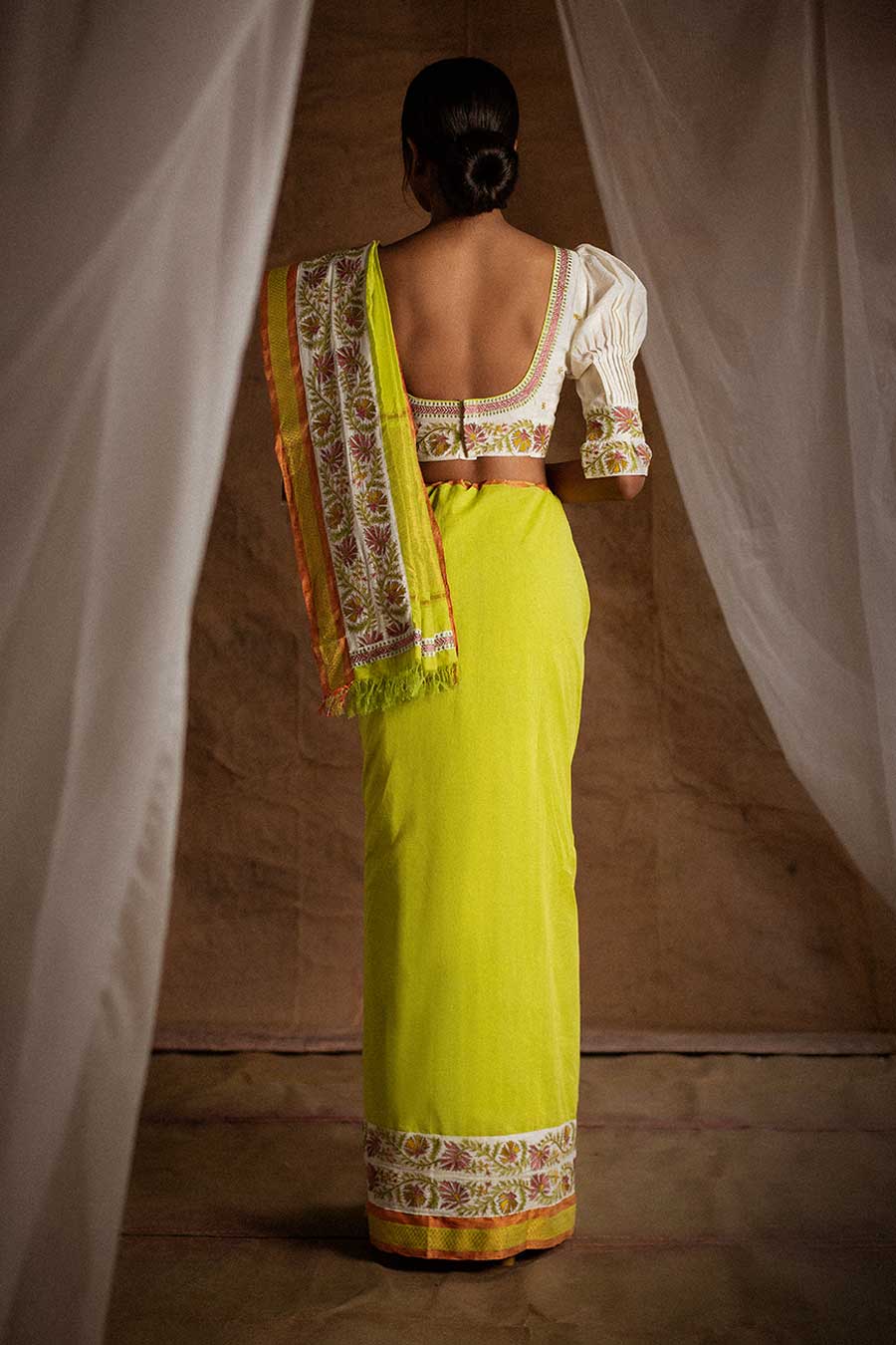 Green Embroidered Saree & Blouse Set