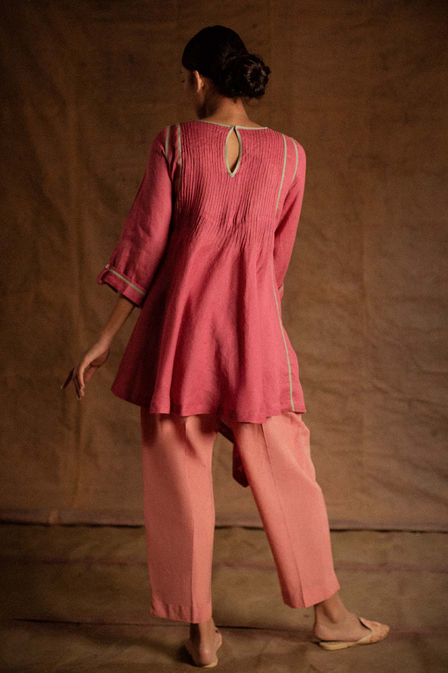 Pink Linen Embroidered Tunic