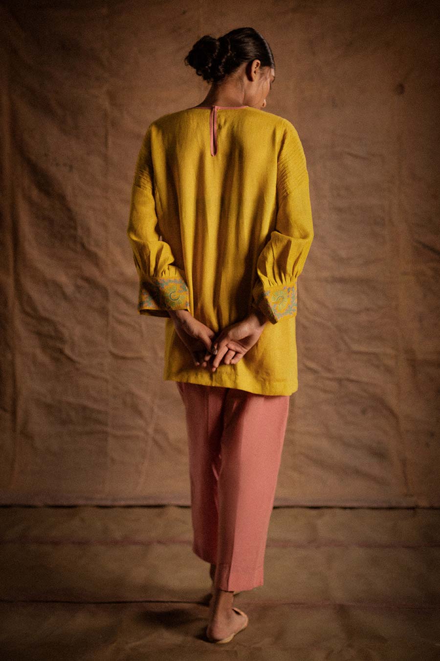 Yellow Linen Embroidered Tunic