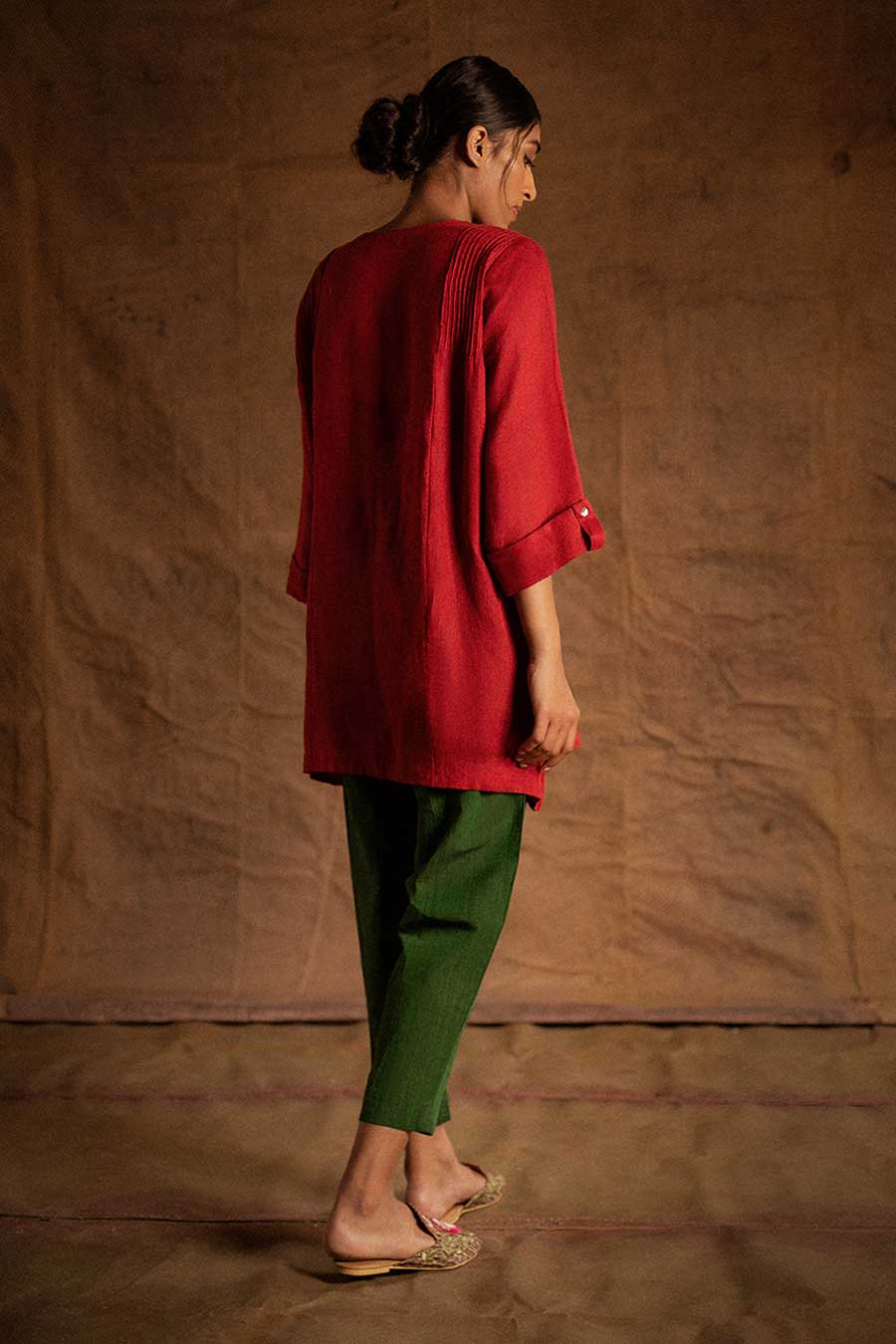 Red Linen Embroidered Tunic