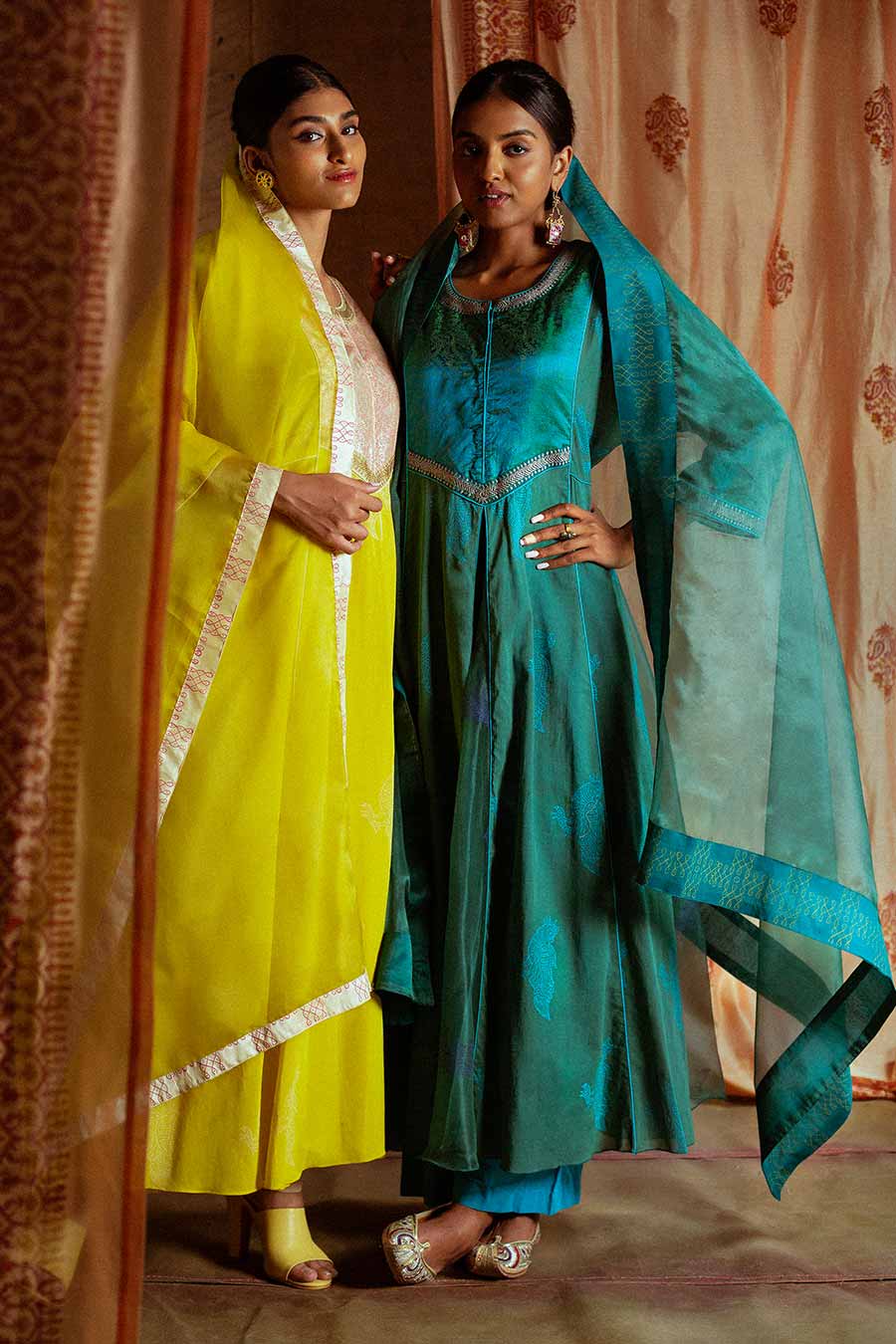 Sea Green Chandei Embroidered Kurta Set