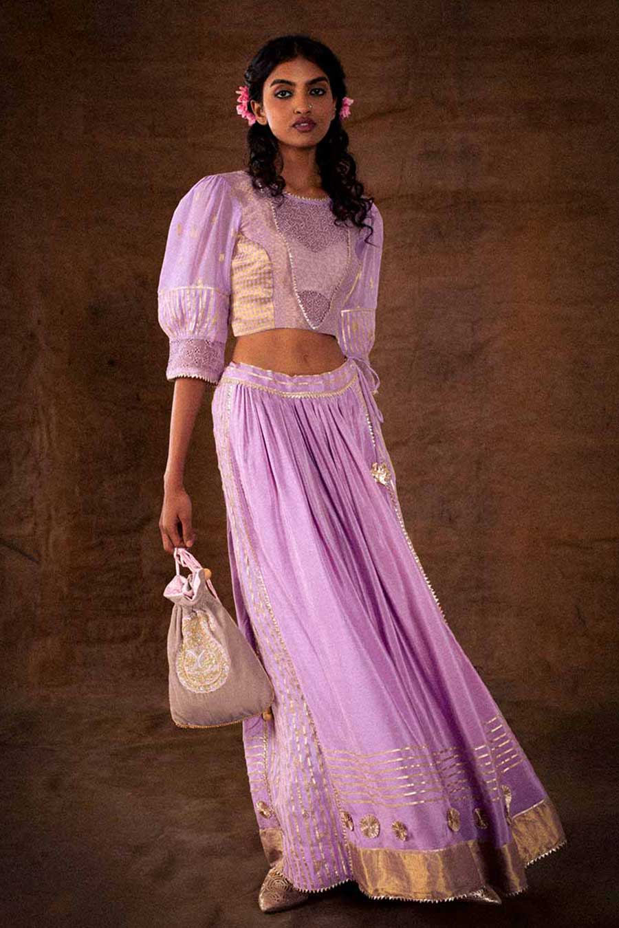 Lavender Embellished Lehenga Set