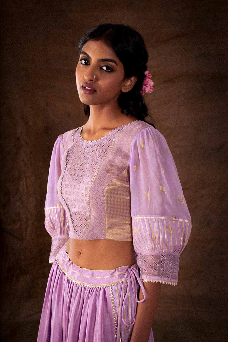 Lavender Embellished Lehenga Set