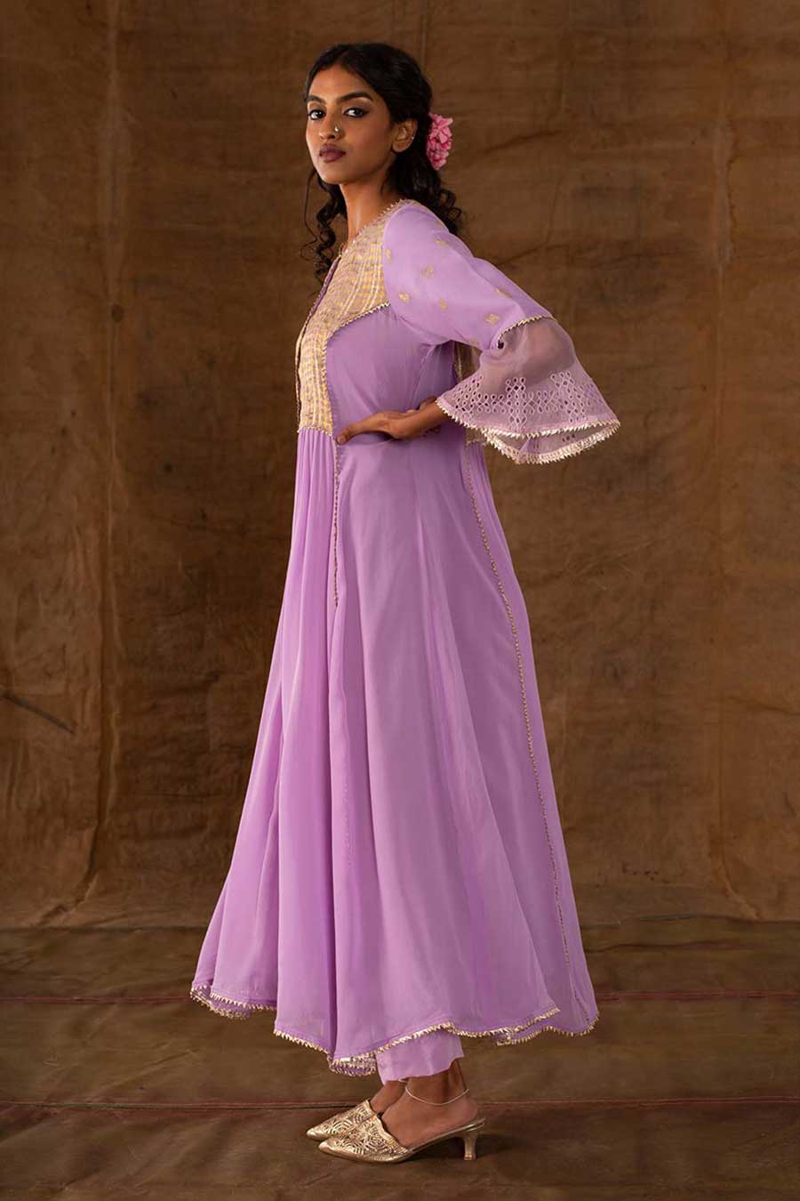 Lavender Embellished Kurta Set