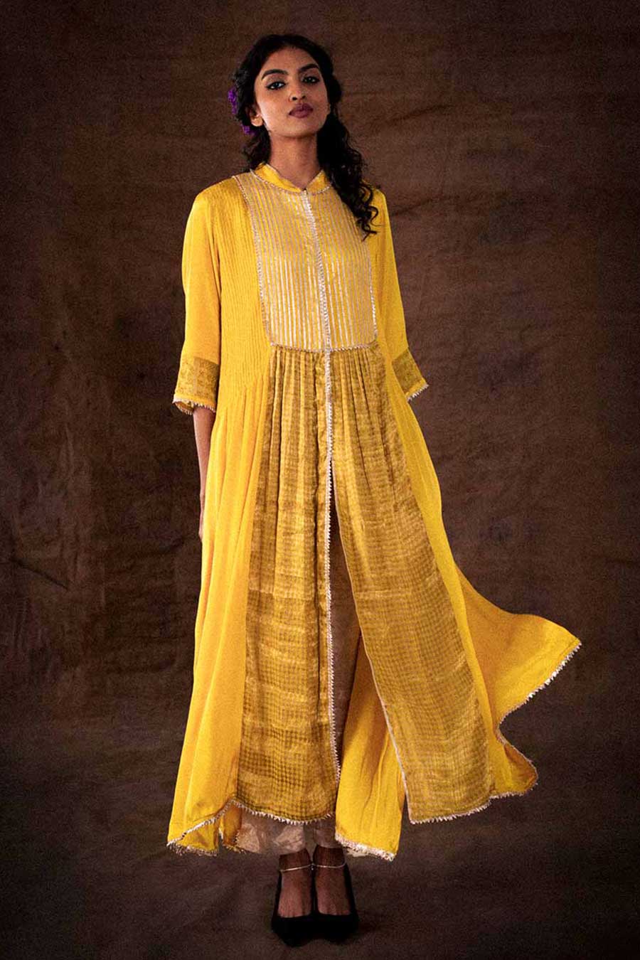 Yellow Embellished Kurta Set