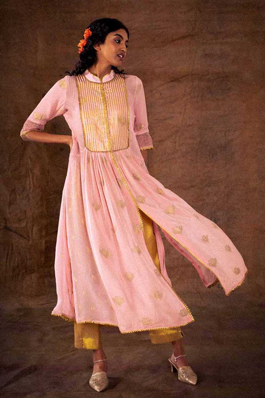 Pink Embellished Kurta Set