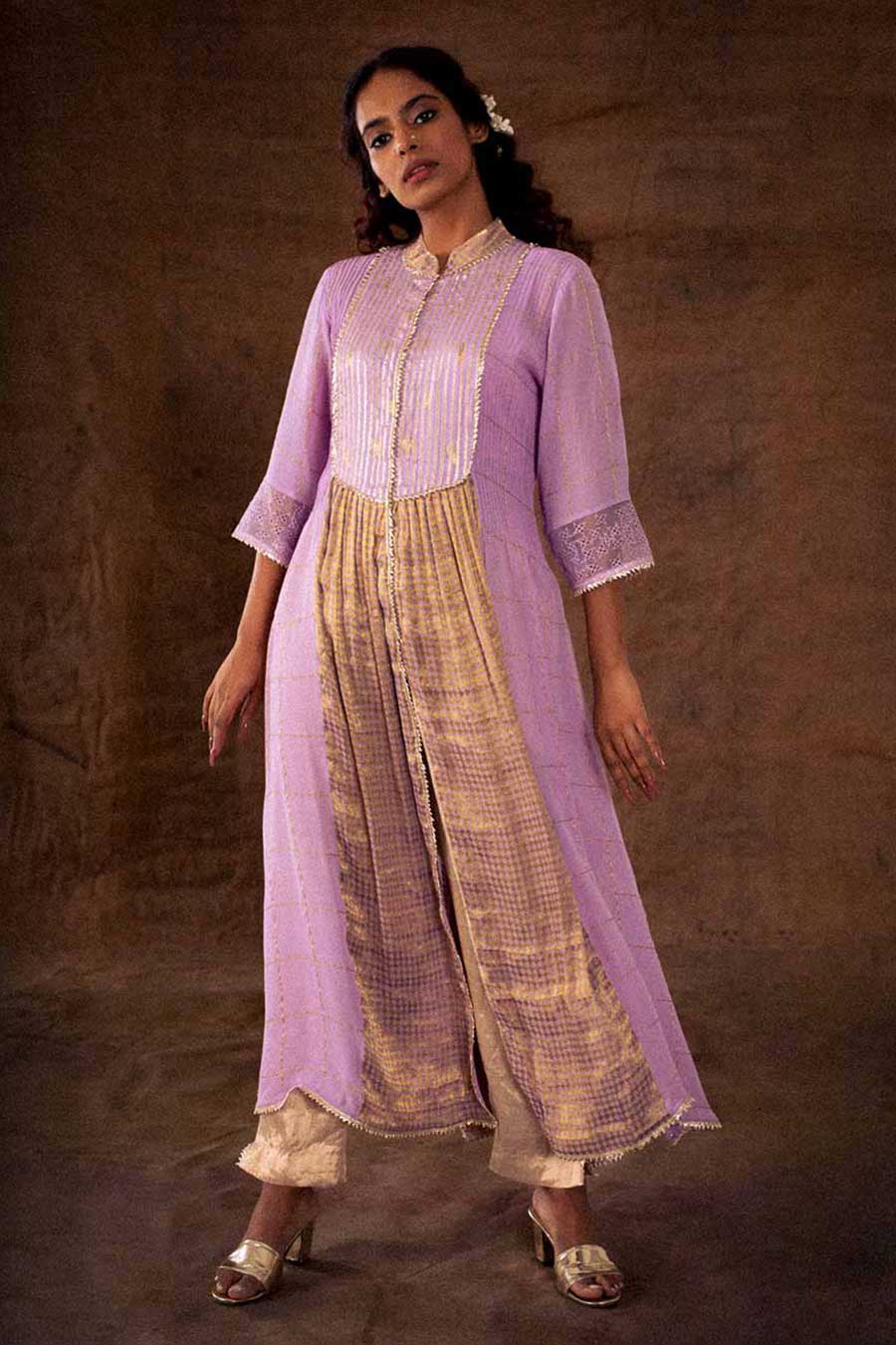 Lavender Embellished Kurta Set