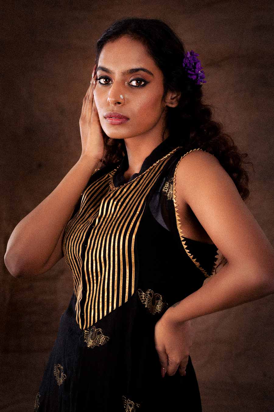 Black Embellished Sharara Set