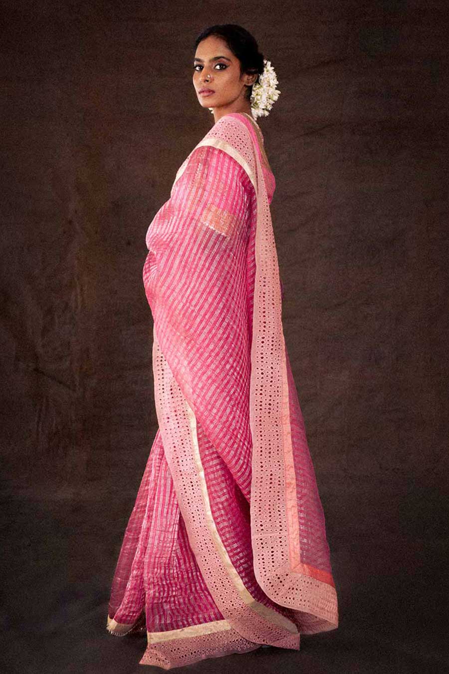 Pink Organza Saree & Blouse Set