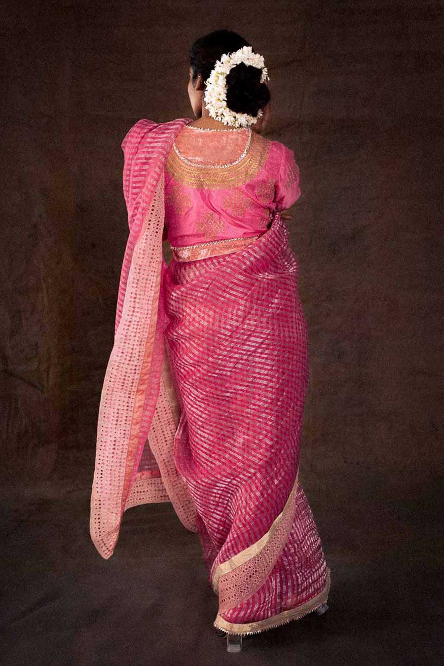 Pink Organza Saree & Blouse Set