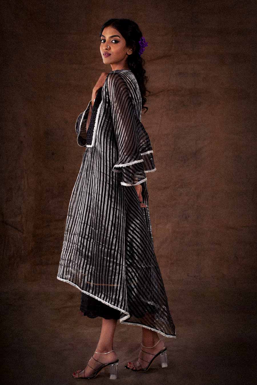 Black Silk Organza Asymmetric Tunic