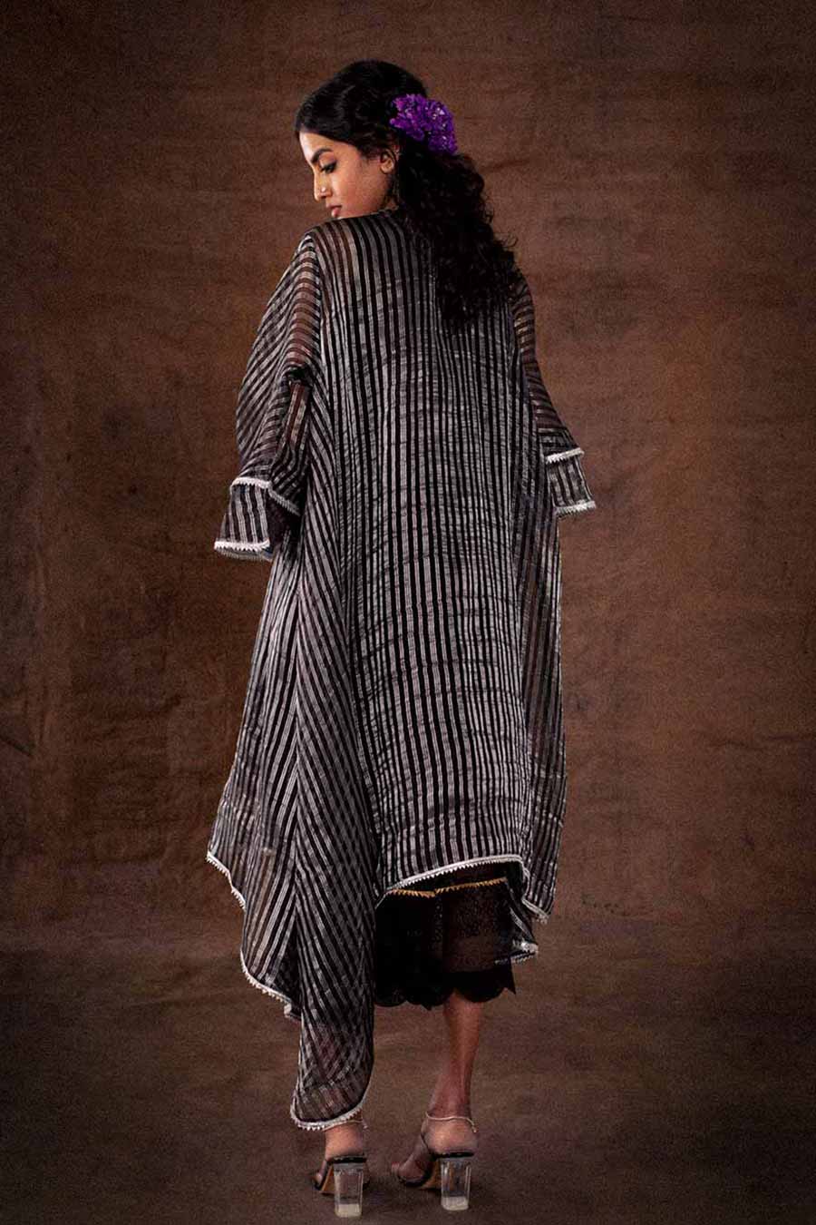 Black Silk Organza Asymmetric Tunic