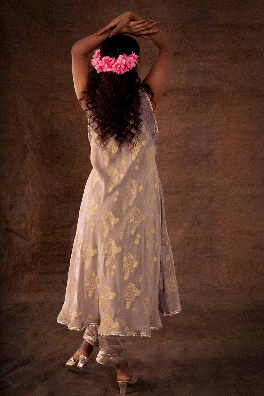 Grey Crepe Cutwork Kurta Tunic