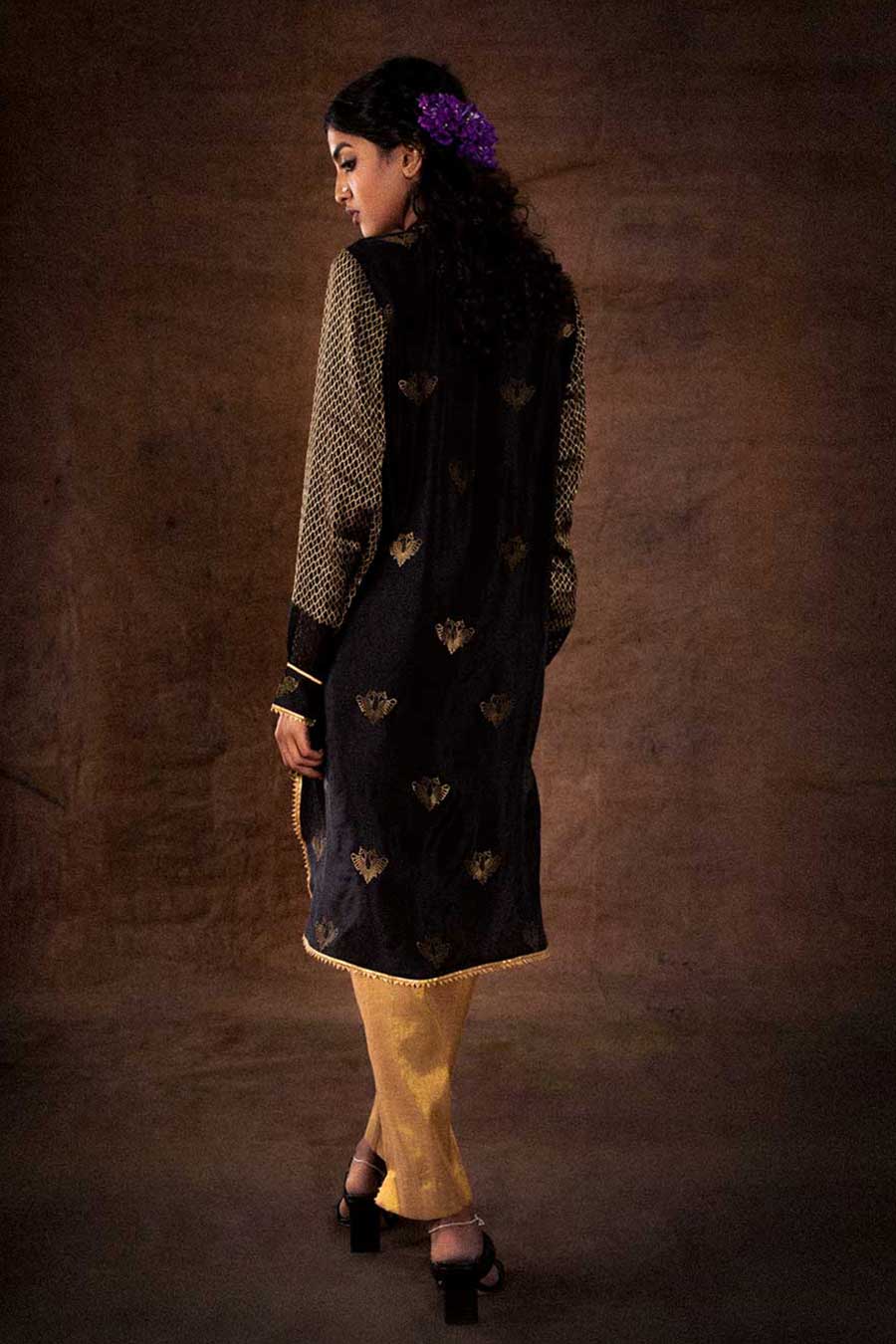 Black Georgette High-Low Kurta Tunic