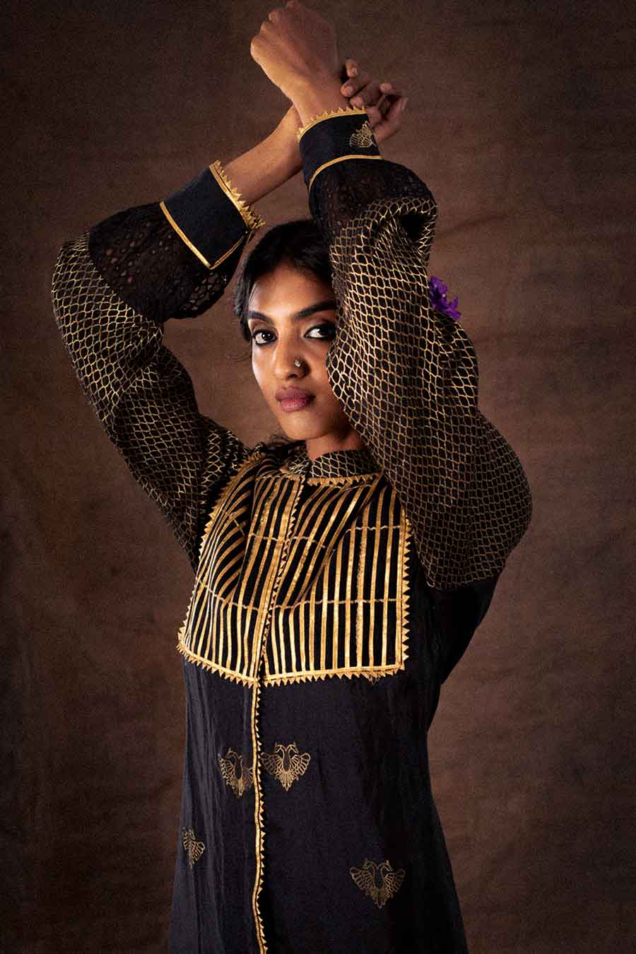 Black Georgette High-Low Kurta Tunic