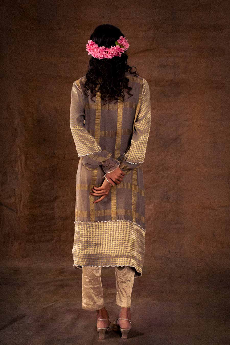 Grey Georgette Cutwork Kurta Tunic