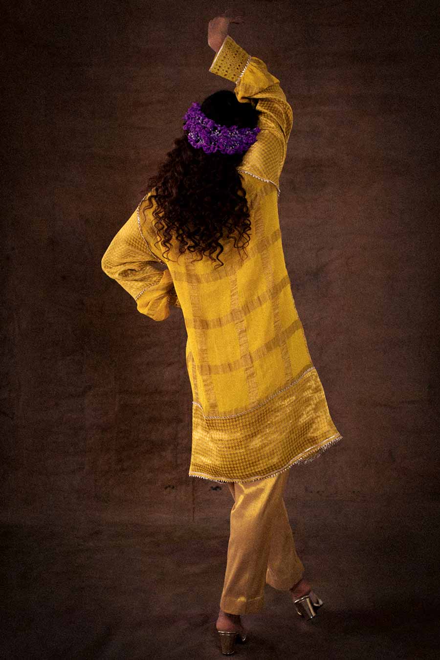 Yellow Georgette Cutwork Kurta Tunic