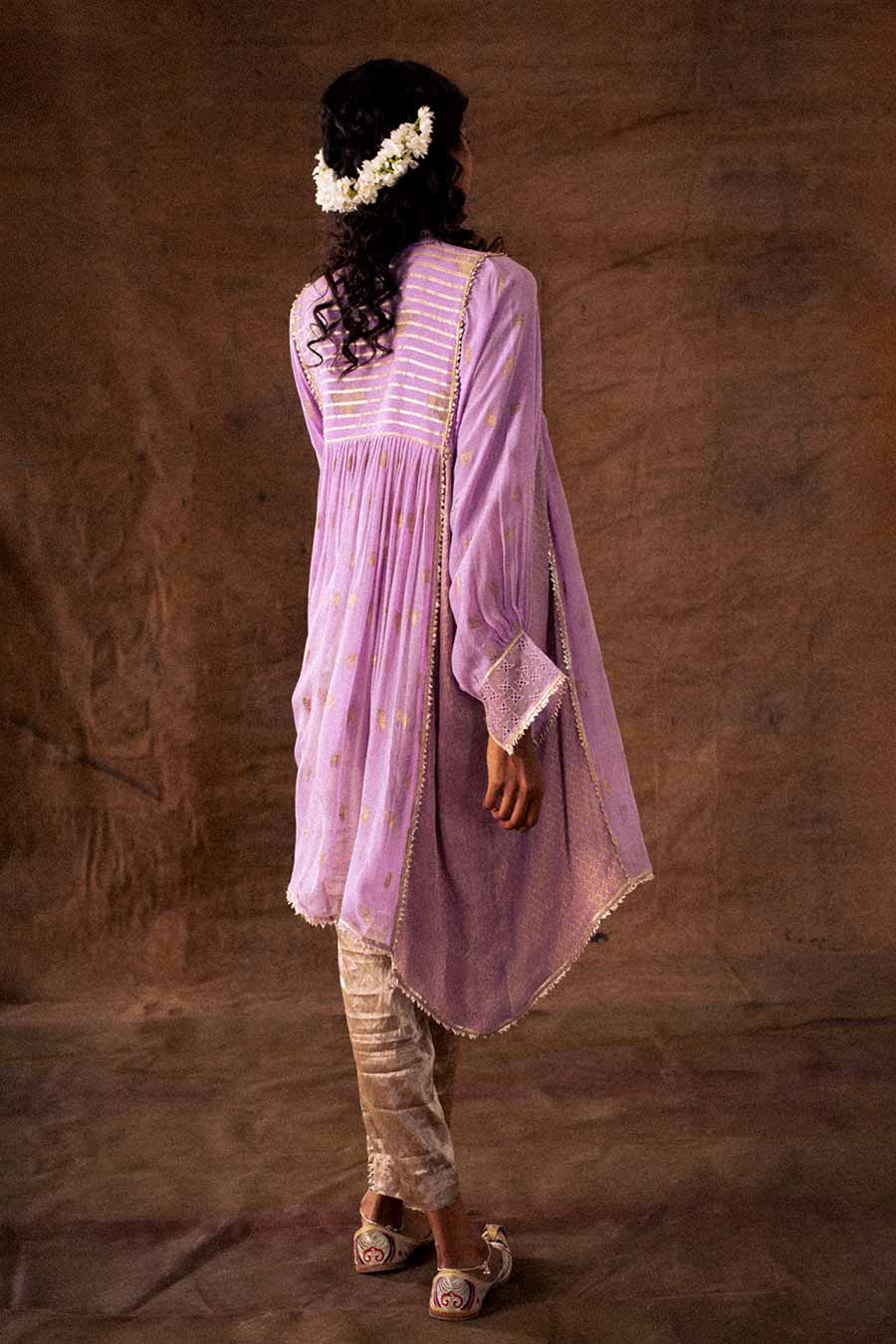 Purple Crepe Cutwork Kurta Tunic