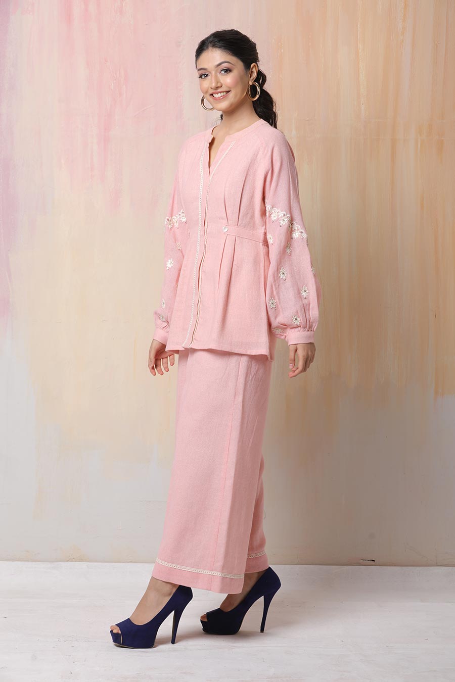 Pink Hand Embroidered Co-Ord Set