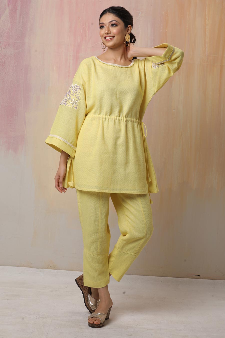 Yellow Hand Embroidered Co-Ord Set