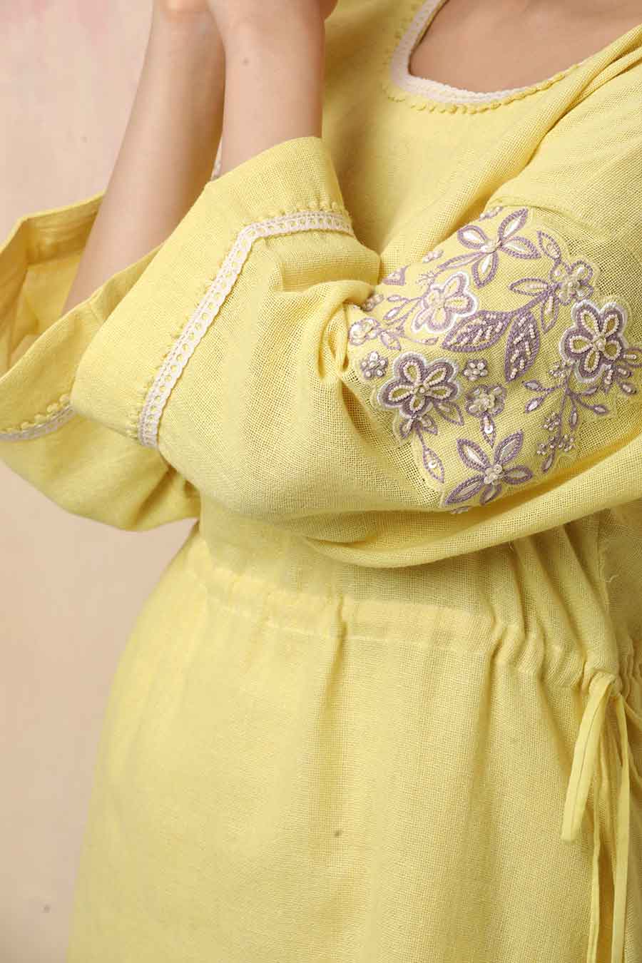 Yellow Hand Embroidered Co-Ord Set