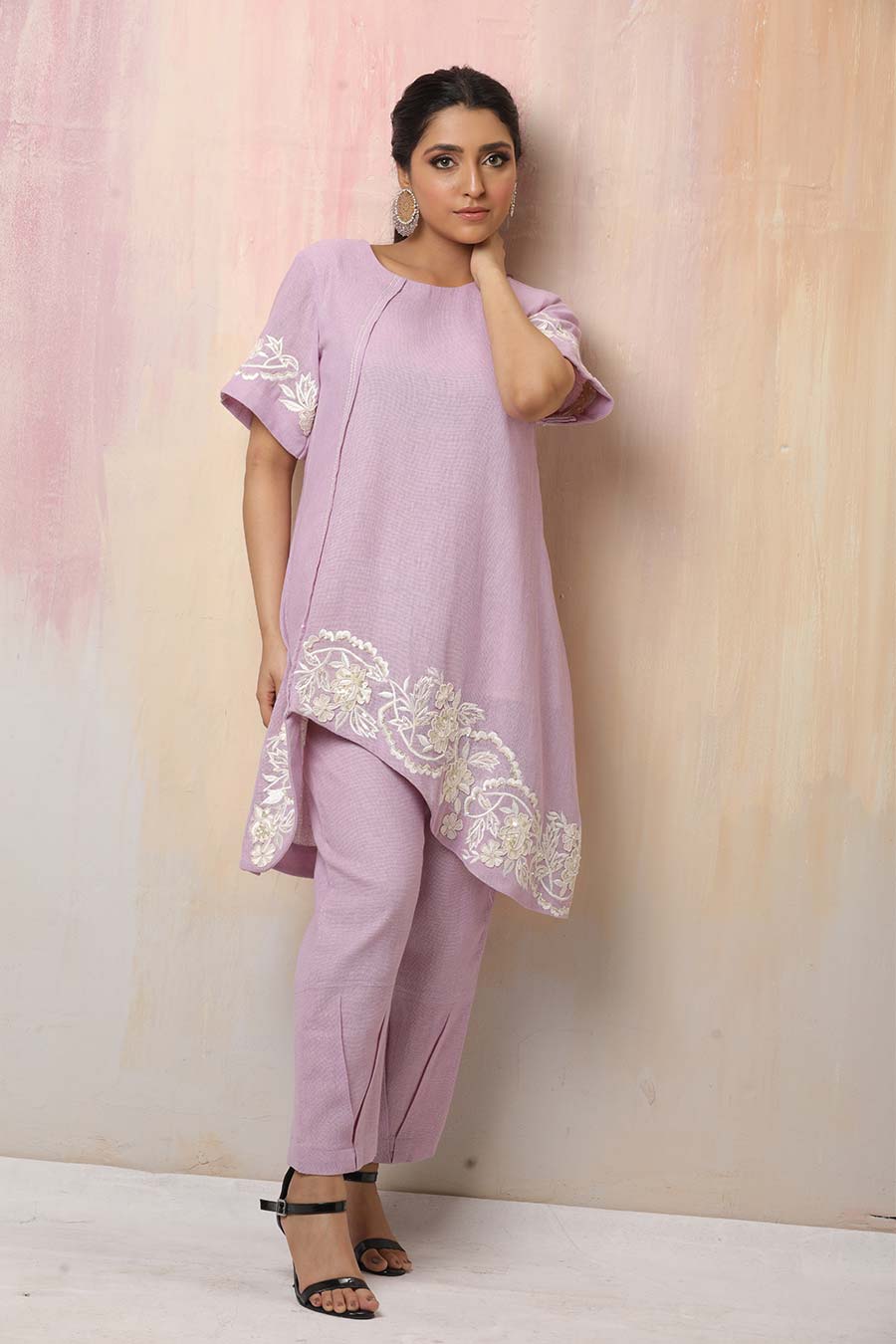 Lavender Hand Embroidered Co-Ord Set