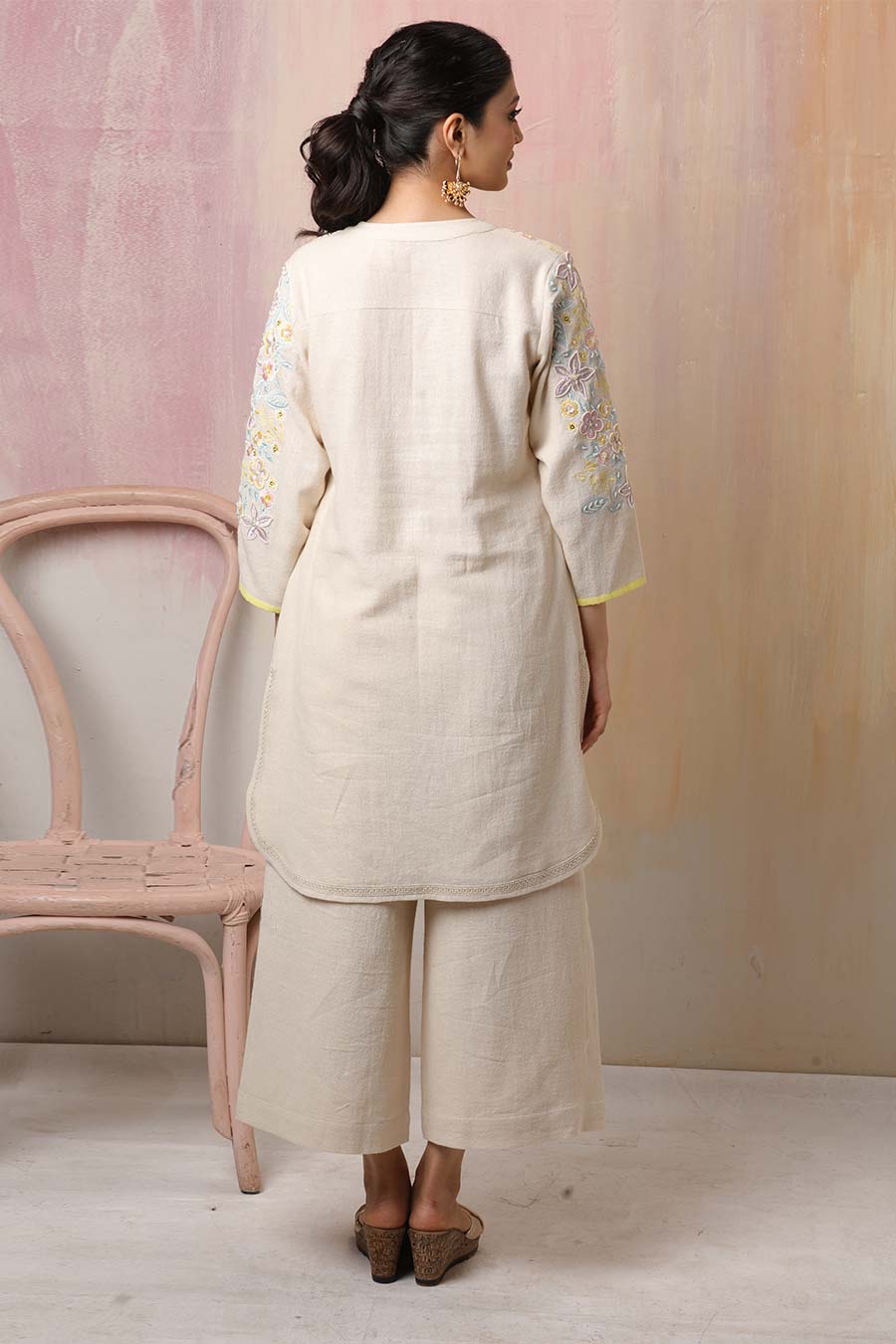 Off-White Embroidered Co-Ord Set