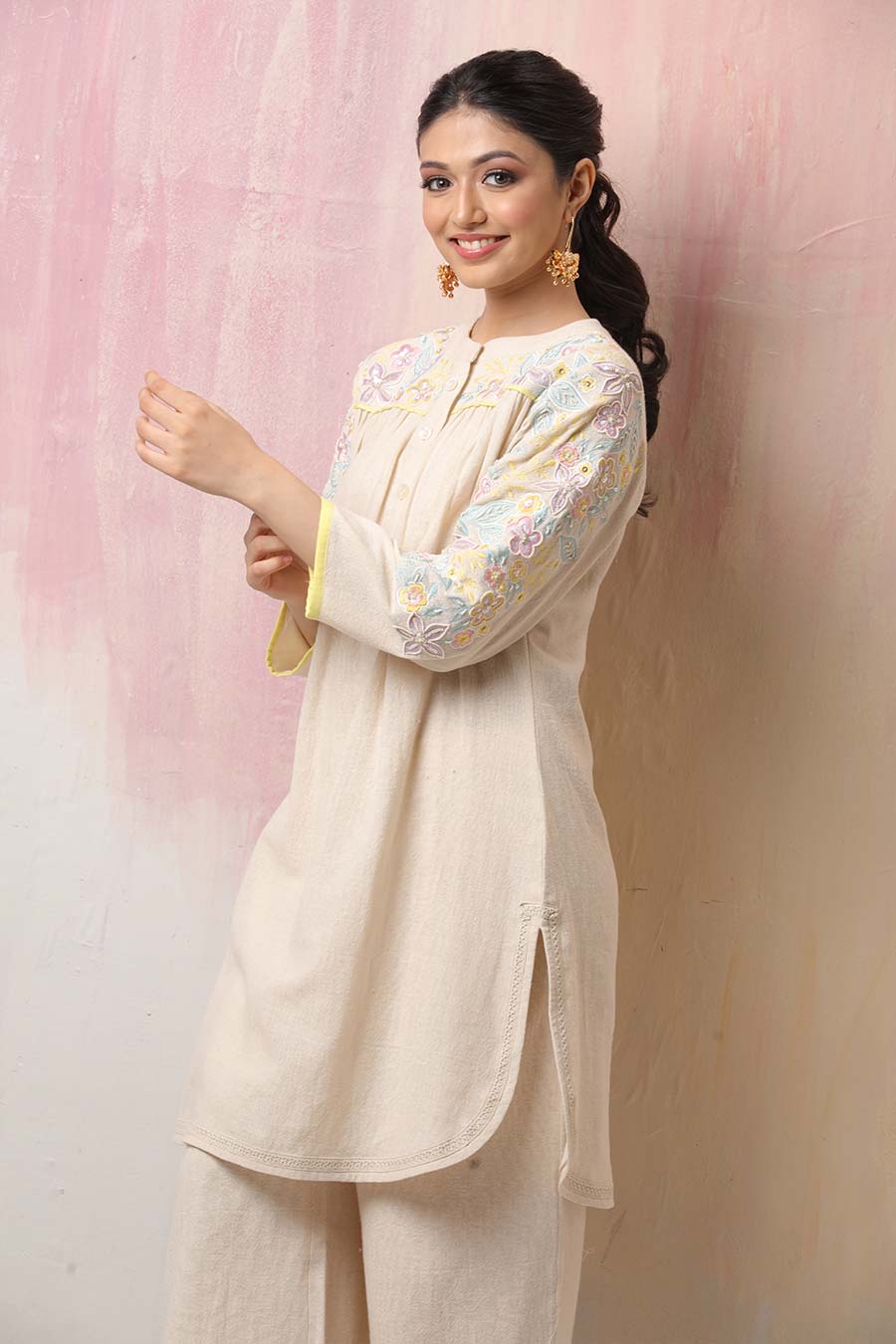 Off-White Embroidered Co-Ord Set