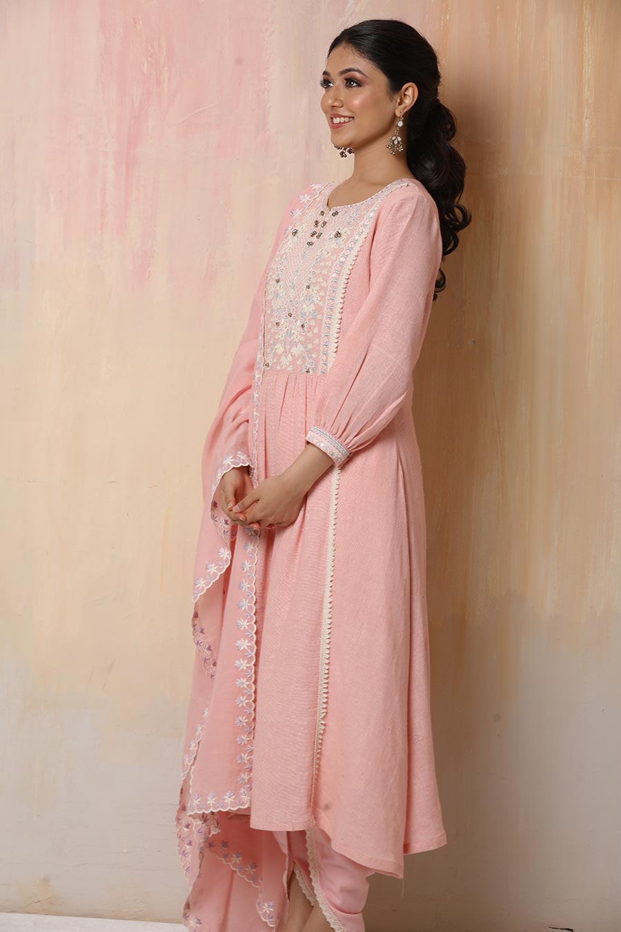 Pink Hand Embroidered Kurta Set