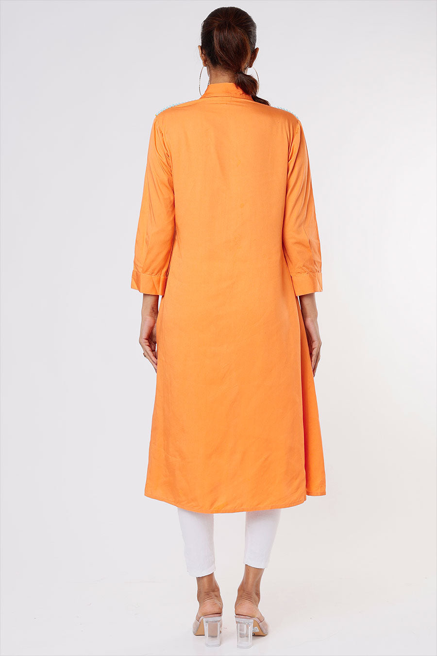 Orange Drape Shirt Dress