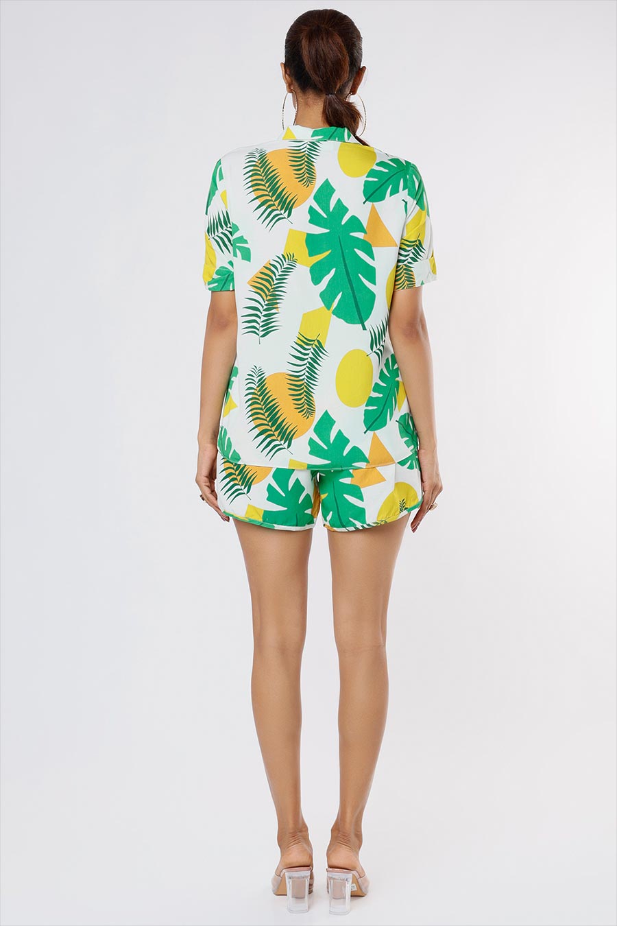 White Tropical Shirt & Shorts Co-Ord Set