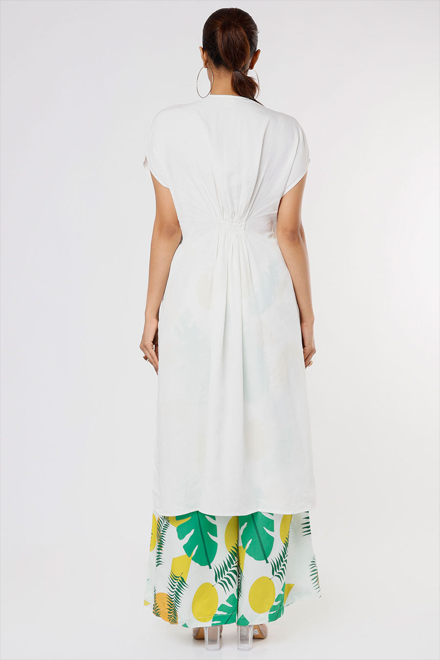 White Kaftan & Tropical Print Palazzo Set