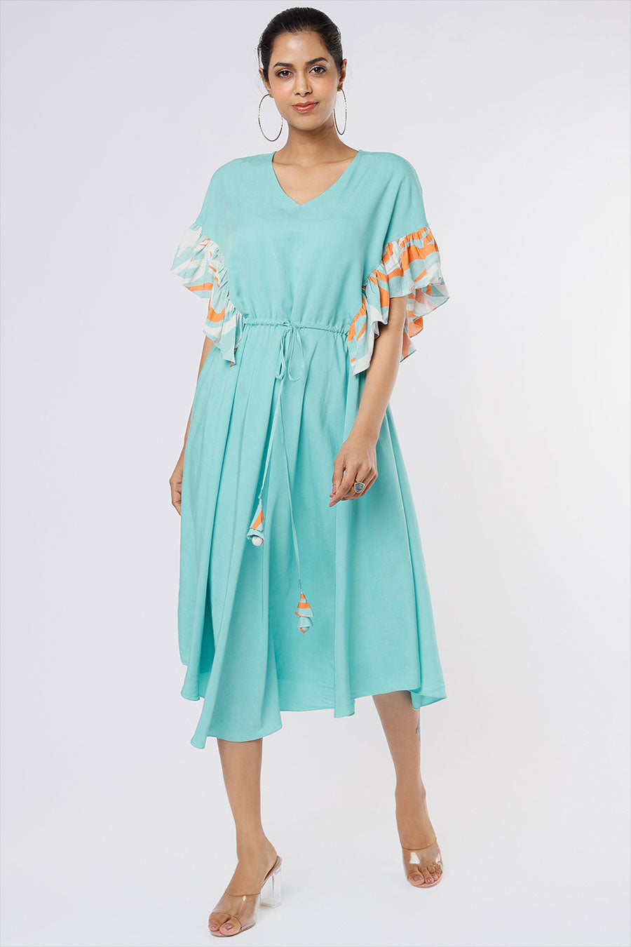 Sky Blue Tie-Up Kaftan Dress