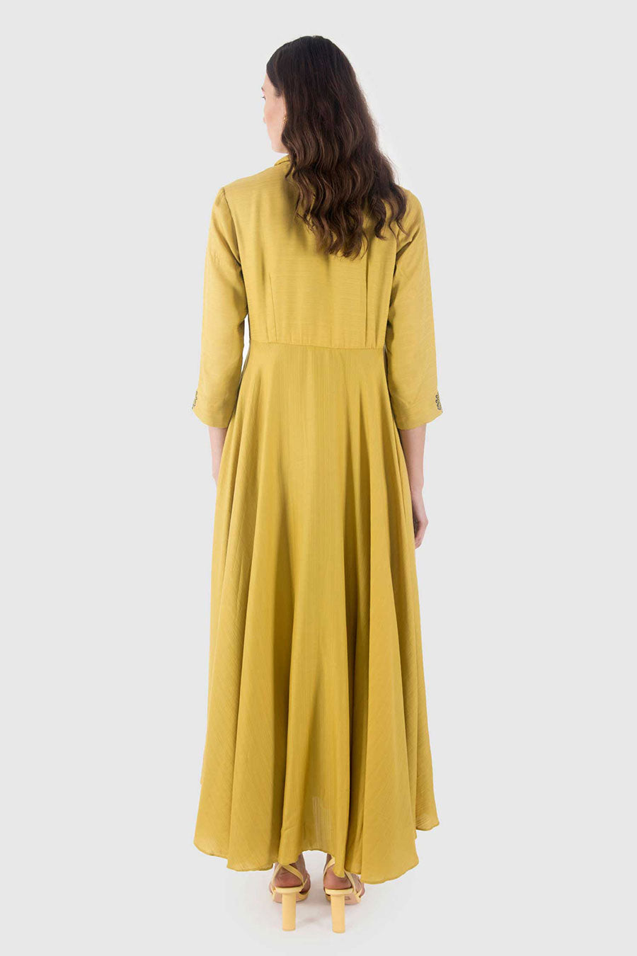 Yellow Peacock Print Dress