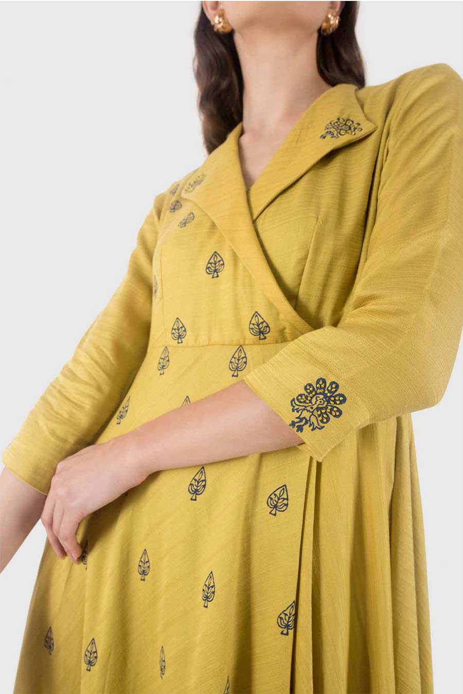 Yellow Peacock Print Dress