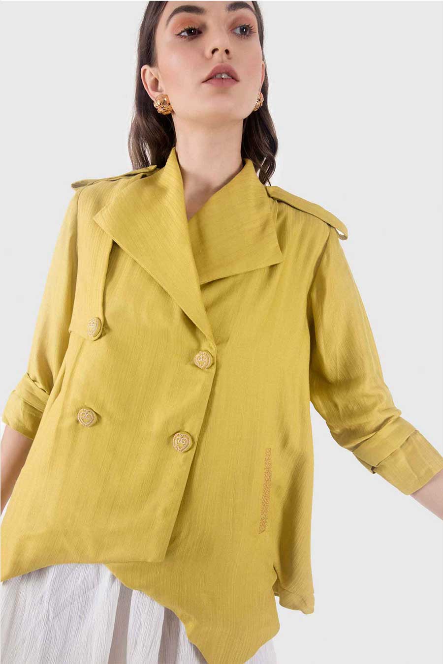 Yellow Double Breasted Summer Jacket