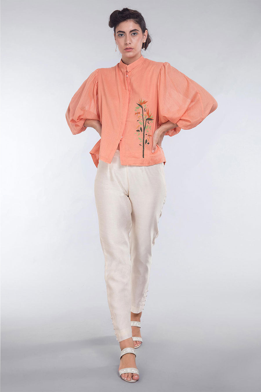 Rose Gold Batwing Sleeves Top