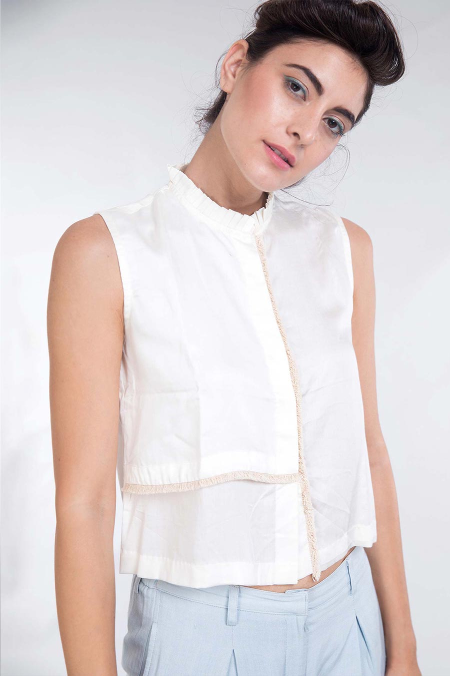 White Tencel Boho Top