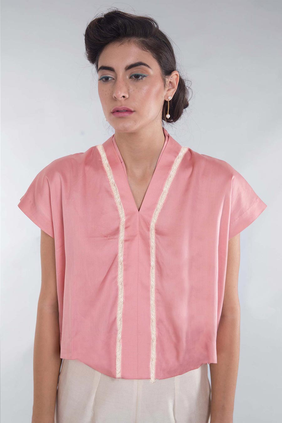 Rose Pink Tencel Boho Top