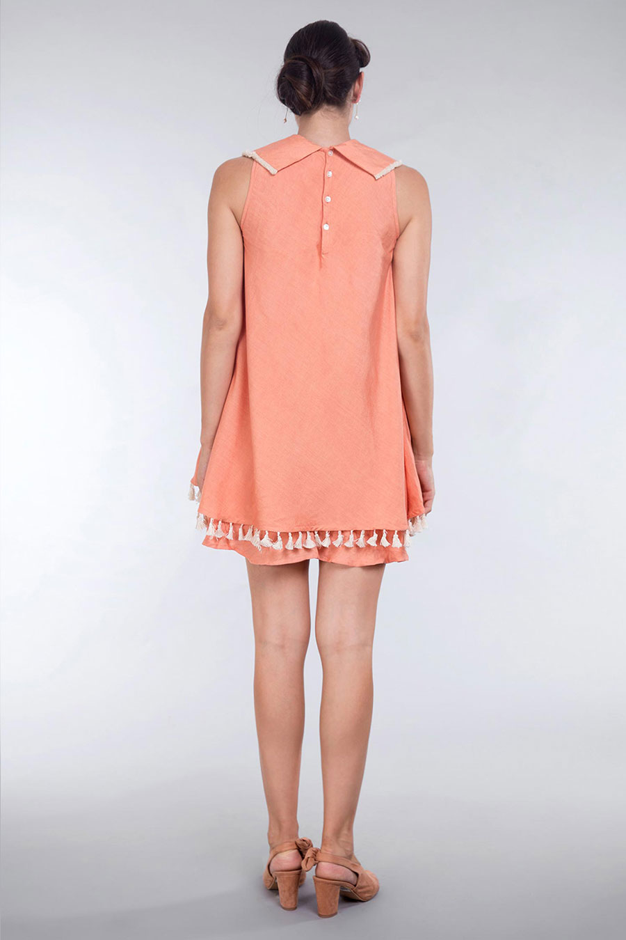 Rose Gold Linen Flare Dress
