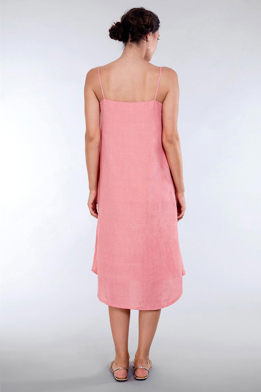 Rose Pink Flare Linen Dress