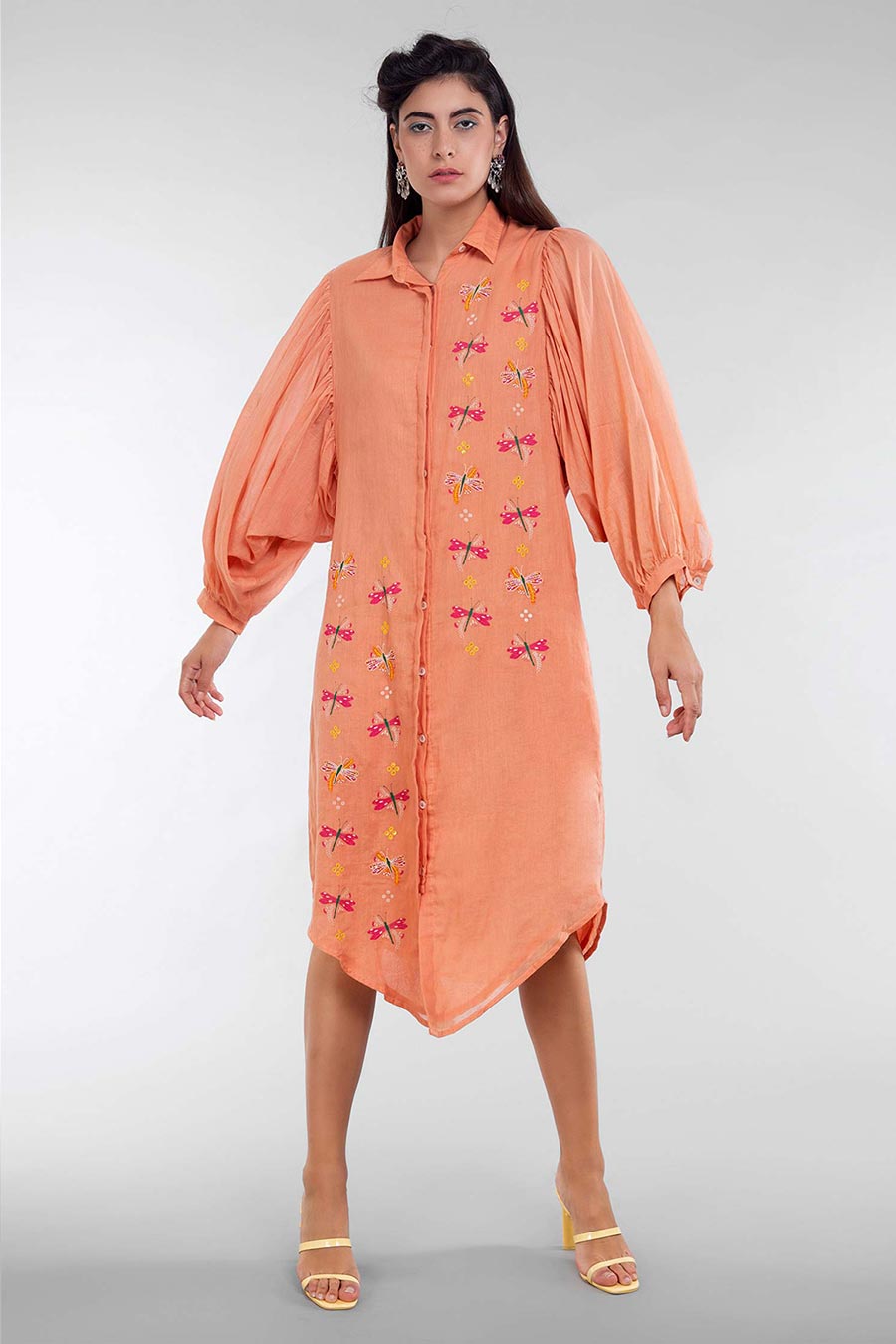 Rose Gold Batwing Sleeve Dress
