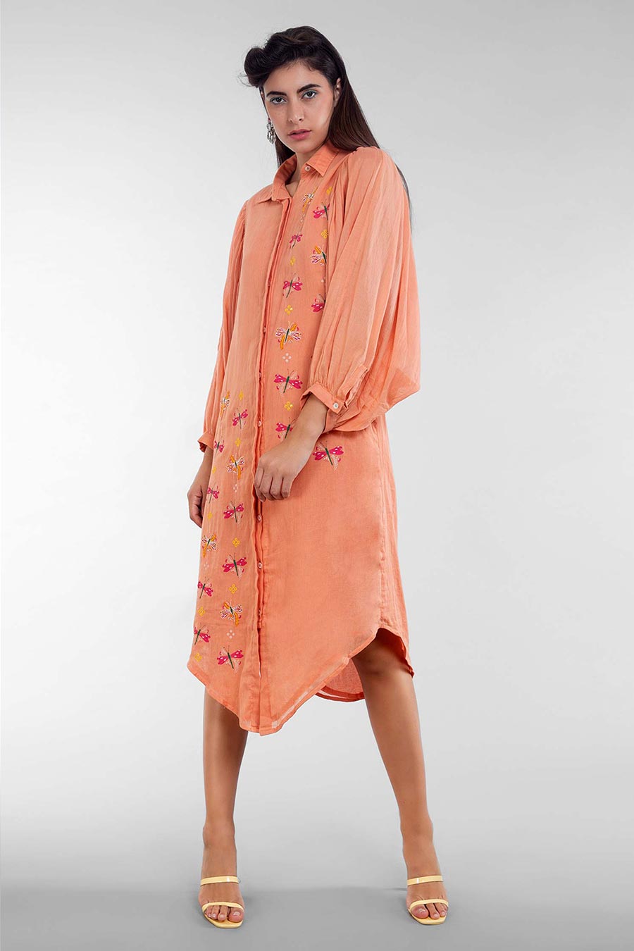 Rose Gold Batwing Sleeve Dress